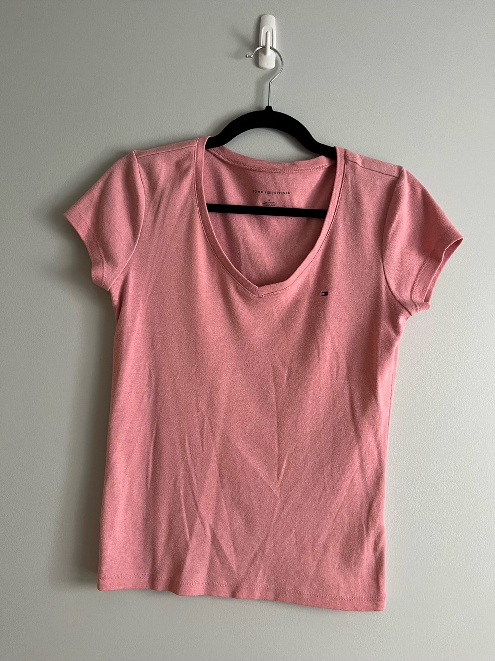 Tommy Hilfiger Pink V-Neck Short Sleeve Tee